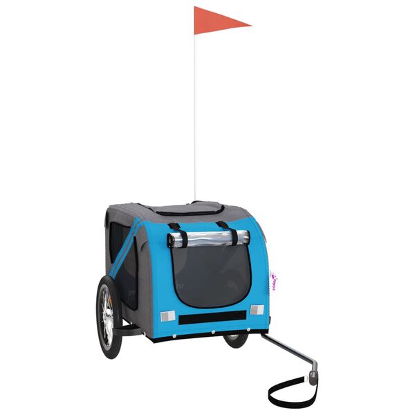 vidaXL Remorque de v&eacute;lo pour animaux de compagnie bleu et gris