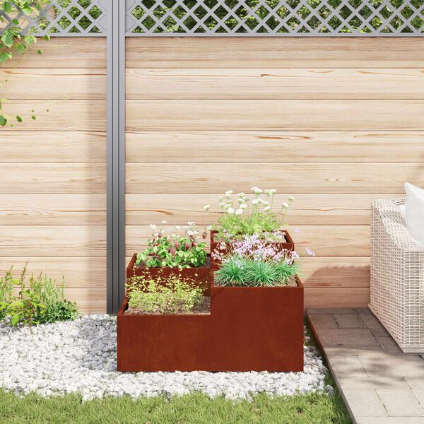 vidaXL Cache-pot de jardin Rouill&eacute; 100 x 100 x 48 cm Acier patin&eacute;