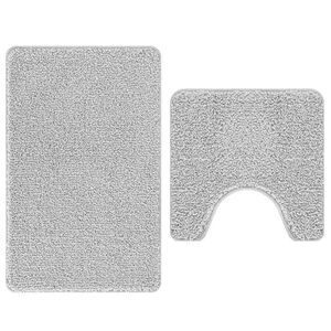 vidaXL Ensemble de tapis de bain antid&eacute;rapants 2 pcs Gris PP