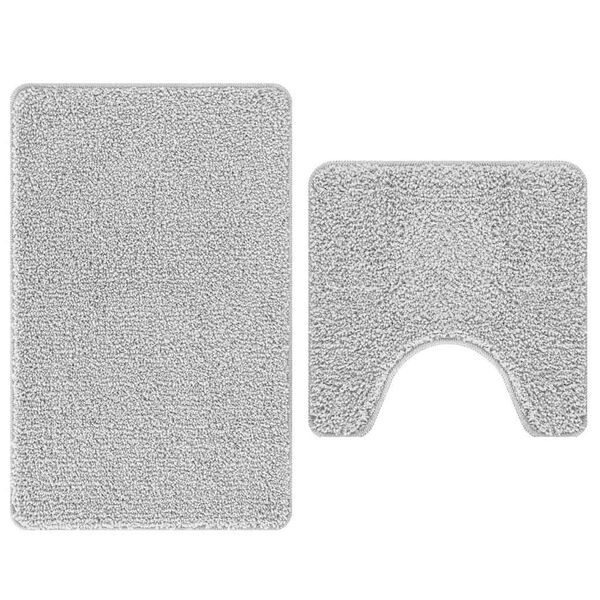 vidaXL Ensemble de tapis de bain antid&eacute;rapants 2 pcs Gris PP