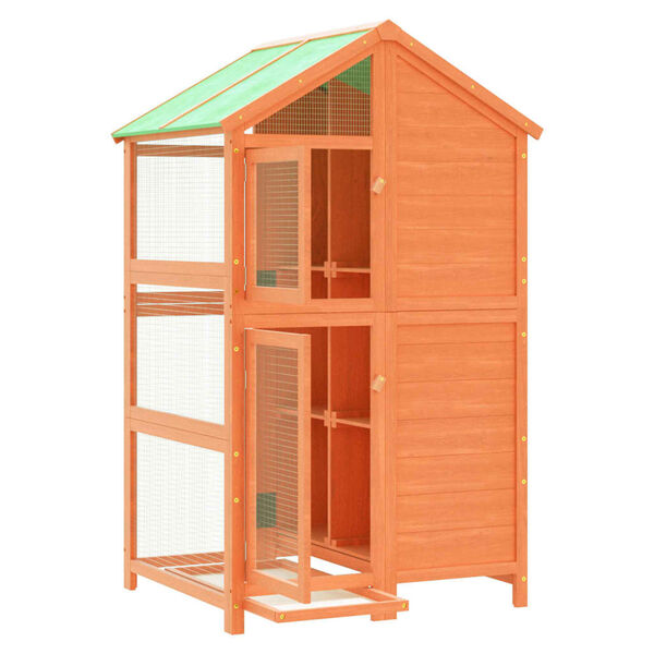 vidaXL Maison à oiseaux marron 97x81x152 cm bois massif de pin