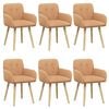 vidaXL Chaises de salle &agrave; manger 6 pc Boucl&eacute; Beige 59 x 57 x 85 cm