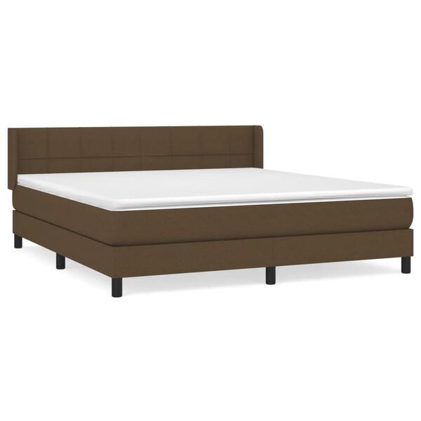 vidaXL Sommier &agrave; lattes de lit avec matelas Marron fonc&eacute; 180x200 cm