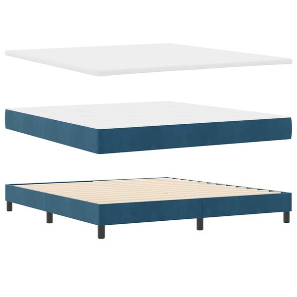 vidaXL Lit &agrave; ressorts avec matelas Bleu fonc&eacute; 180 x 200 cm Velours