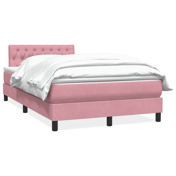 vidaXL Sommier &agrave; lattes de lit avec matelas rose 120x210 cm velours