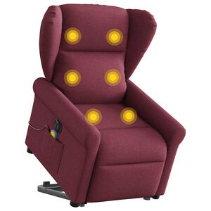 vidaXL Fauteuil inclinable de massage &eacute;lectrique Rouge bordeaux Tissu