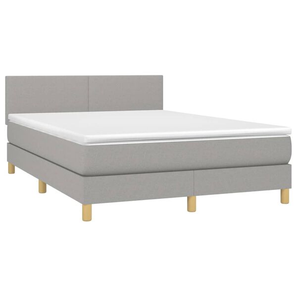 vidaXL Sommier &agrave; lattes de lit avec matelas Gris clair 140x200cm Tissu