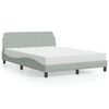 vidaXL Lit avec matelas Dover gris clair 120x200 cm velours