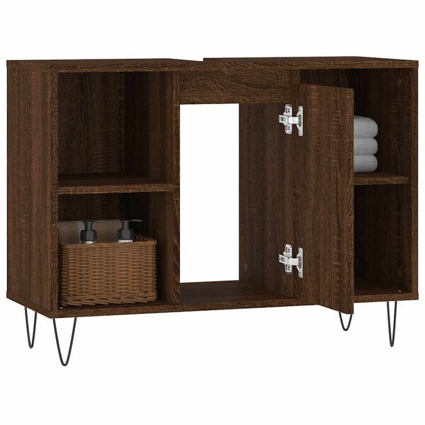 vidaXL Armoire salle de bain ch&ecirc;ne marron 80x33x60cm bois d'ing&eacute;nierie