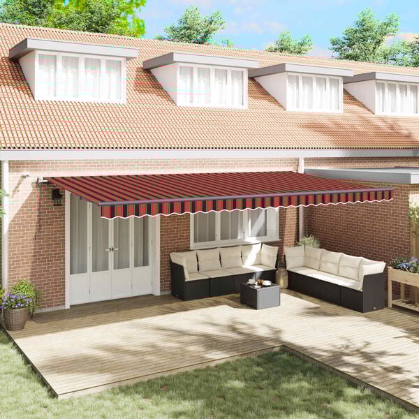 vidaXL Auvent R&eacute;tractable avec orange et marron 600 &times; 350 cm tissu