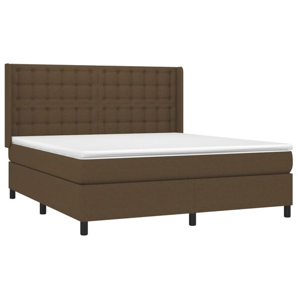 vidaXL Sommier &agrave; lattes de lit matelas et LED Marron fonc&eacute; 180x200cm