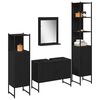 vidaXL Ensemble de mobilier de salle de bain avec &eacute;tag&egrave;re 4 pcs Noir