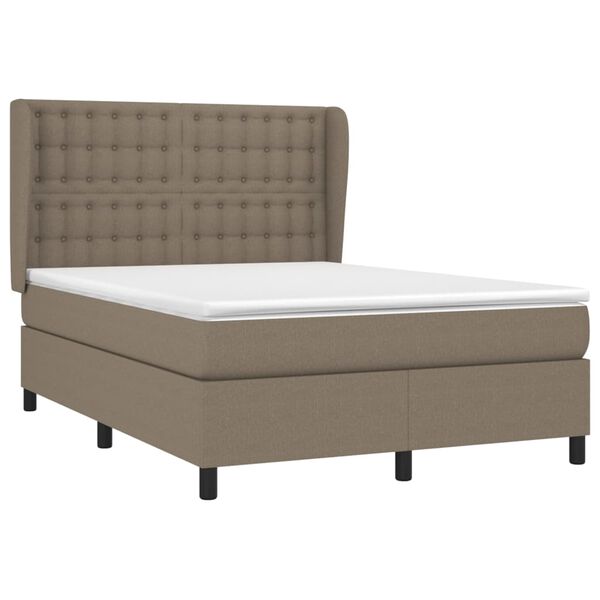 vidaXL Sommier &agrave; lattes de lit avec matelas Taupe 140x200 cm Tissu