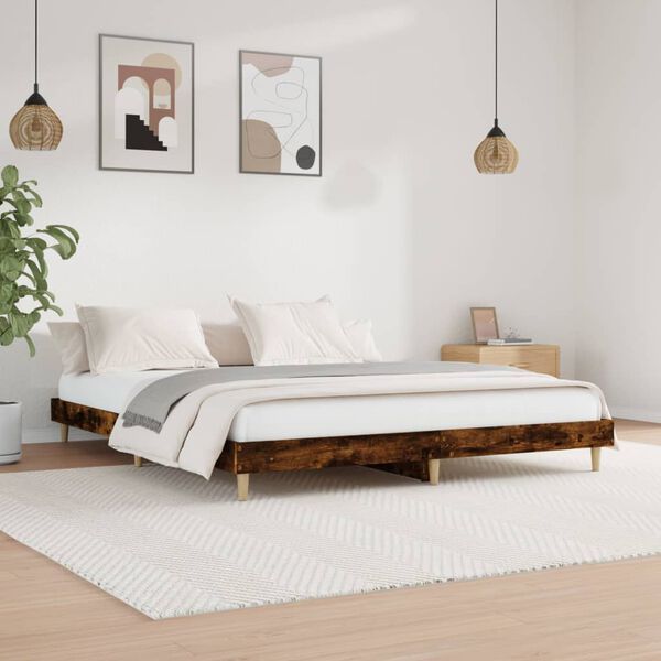 vidaXL Cadre de lit sans matelas chêne fumé 140x200 cm bois ingénierie