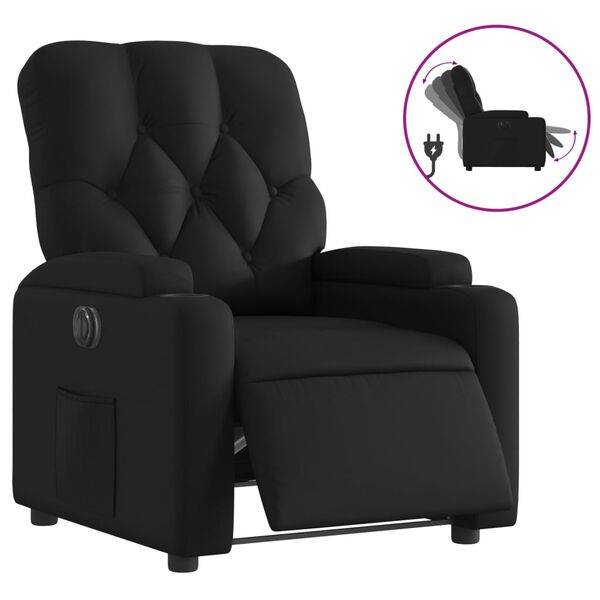 vidaXL Fauteuil inclinable &eacute;lectrique Noir Similicuir