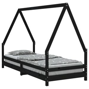 vidaXL Cadre de lit pour enfants noir 80x200 cm bois de pin massif