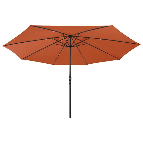 vidaXL Parasol de jardin avec lumières LED et mât en métal terre cuite