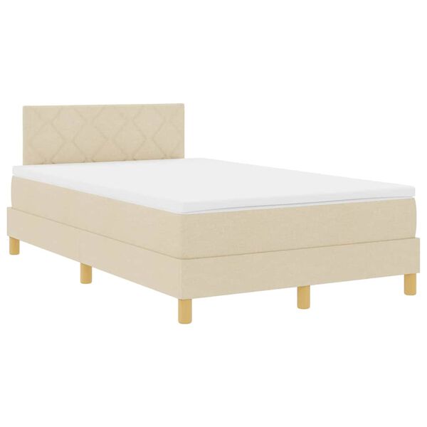 vidaXL Lit &agrave; ressorts avec matelas Cr&egrave;me 120 x 200 cm tissu