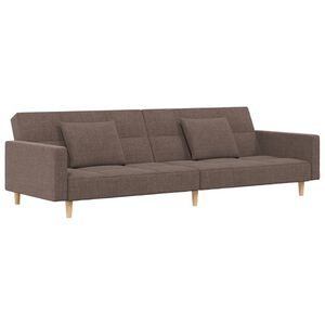 vidaXL Canap&eacute;-lit &agrave; 2 places avec deux oreillers taupe tissu