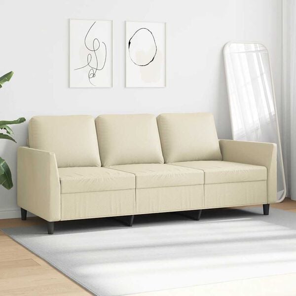 vidaXL Canap&eacute; &agrave; 3 places Cr&egrave;me 180 cm Similicuir