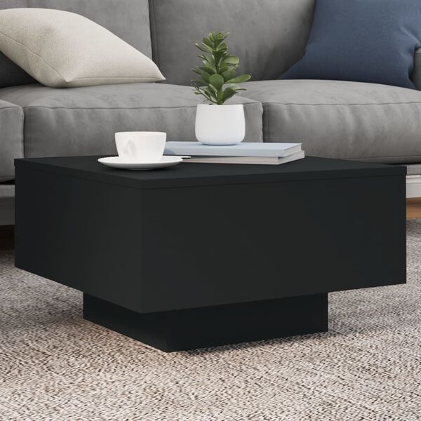 vidaXL Table basse avec lumières LED noir 55x55x31 cm