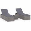 vidaXL Chaises longues de jardin table &agrave; th&eacute; 3 pcs R&eacute;sine tress&eacute;e Gris