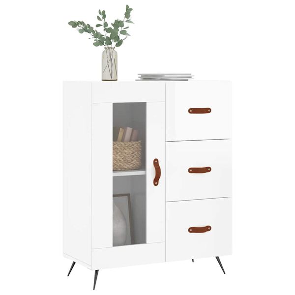 vidaXL Buffet Blanc brillant 69,5x34x90 cm Bois d'ingénierie