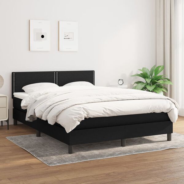 vidaXL Sommier &agrave; lattes de lit avec matelas Noir 140x190 cm Tissu
