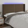 vidaXL T&ecirc;te de lit &agrave; LED Marron fonc&eacute; 203x16x118/128 cm Tissu