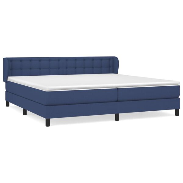 vidaXL Sommier &agrave; lattes de lit avec matelas Bleu 200x200 cm Tissu