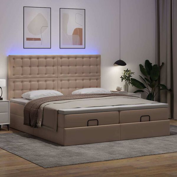 vidaXL Lit ottoman avec matelas & LED Cappuccino 160x200cm similicuir