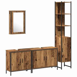 vidaXL Ensemble de mobilier de salle de bain avec &eacute;tag&egrave;re 4 pcs Marron
