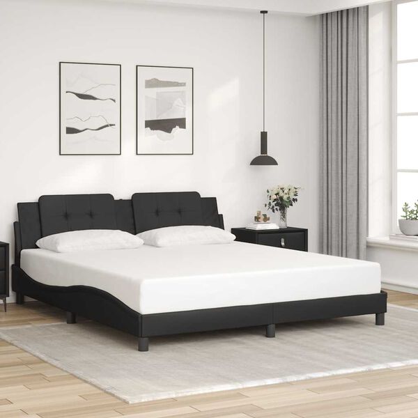 vidaXL Cadre de lit sans matelas Zadar noir 180x200 cm similicuir