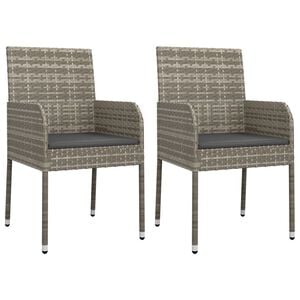 vidaXL Chaises de jardin avec coussins lot de 2 R&eacute;sine tress&eacute;e Gris