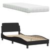 vidaXL Lit avec matelas noir 90x200 cm tissu