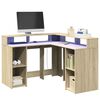 vidaXL Bureau avec lumières LED chêne sonoma bois d'ingénierie