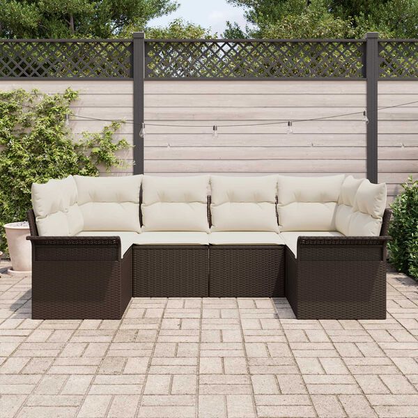 vidaXL Ensemble de canap&eacute; de jardin 6 pcs Marron Poly rotin