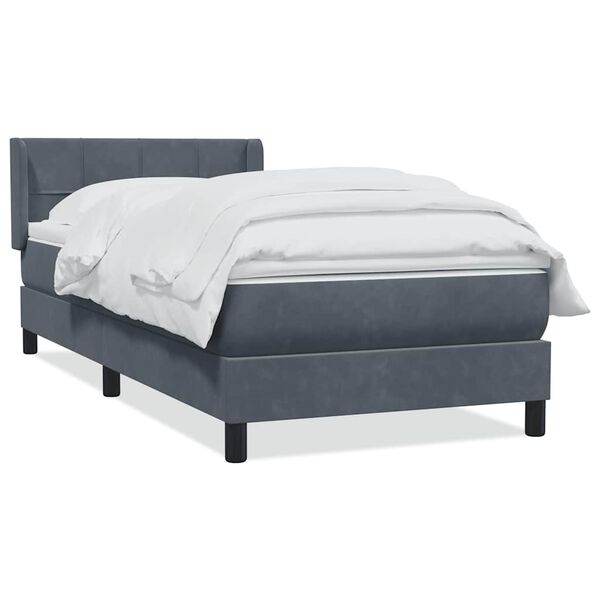 vidaXL Sommier &agrave; lattes de lit et matelas gris fonc&eacute; 100x220cm velours