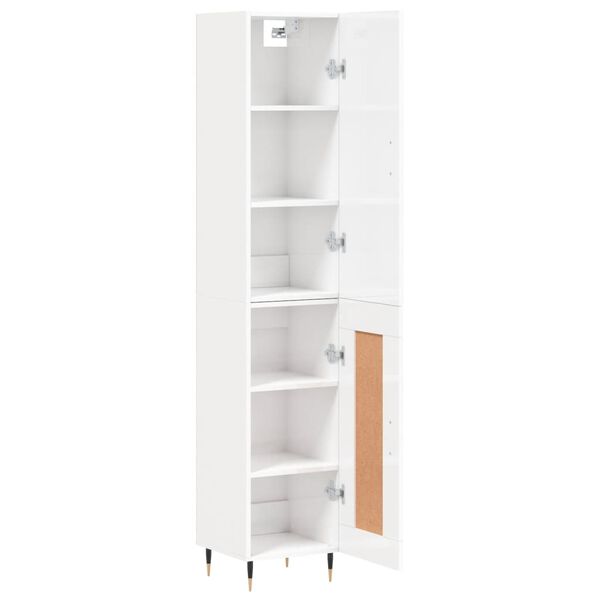 vidaXL Buffet haut Blanc brillant 34,5x34x180 cm Bois d'ing&eacute;nierie