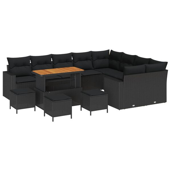 vidaXL Ensemble de canapé de jardin 13 pcs Noir 110 x 55 x 71 cm