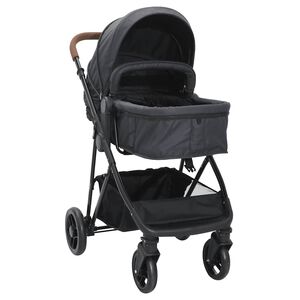 vidaXL Poussette pour b&eacute;b&eacute; 2-en-1 Anthracite et noir Acier