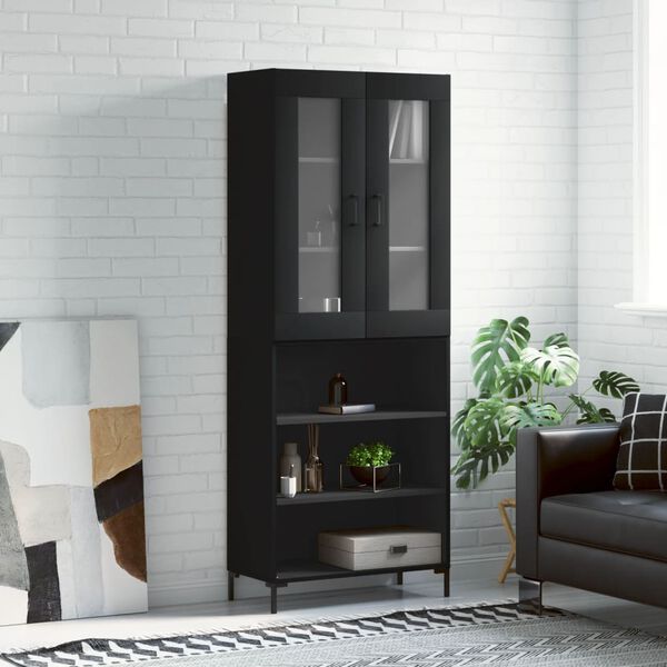 vidaXL Buffet haut Noir 69,5x34x180 cm Bois d'ing&eacute;nierie