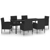 vidaXL Ensemble &agrave; manger de jardin 7 pcs Noir
