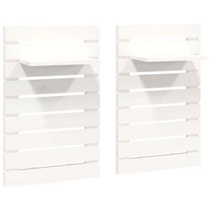 vidaXL &Eacute;tag&egrave;res de chevet murales 2 pcs Blanc Bois de pin massif