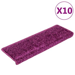 vidaXL Tapis d'escalier 10 pi&egrave;ces 65 x 21 x 4 cm Violet Bord rectangulaire