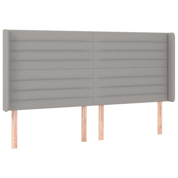 vidaXL T&ecirc;te de lit &agrave; LED Gris clair 163x16x118/128 cm Tissu