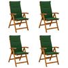 vidaXL Chaises de jardin inclinables 4 pc Naturel Bois d'Acacia Massif