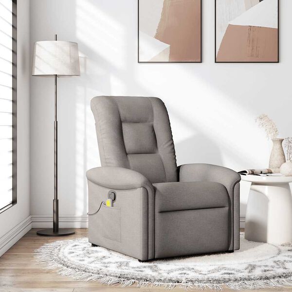vidaXL Fauteuil de massage inclinable Taupe Tissu