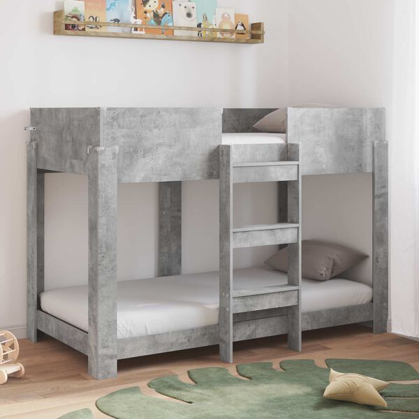 vidaXL Lit Superpos&eacute; pour Enfants avec matelas Gris b&eacute;ton 80 x 160 cm