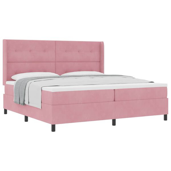 vidaXL Lit &agrave; ressorts avec matelas Rose 200 x 200 cm Velours